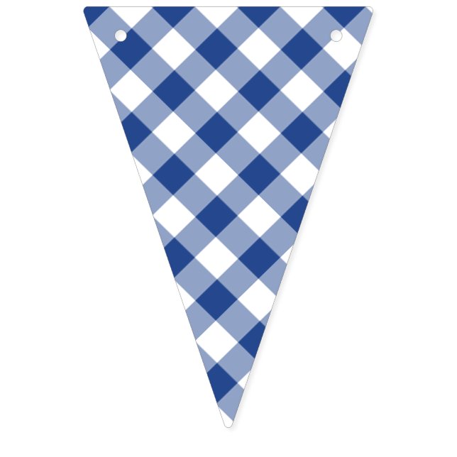 Banderines Gingham Retro Azul Verdadero (Primera bandera)