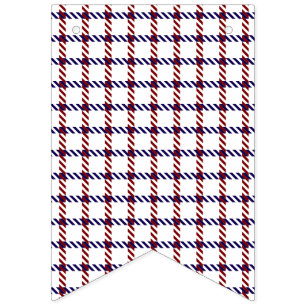 Banderines Gingham Rústico Patriótico Rojo, Blanco y Azul