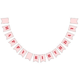 Banderines Girly Happy Birthday Rubor Pink Red Birday
