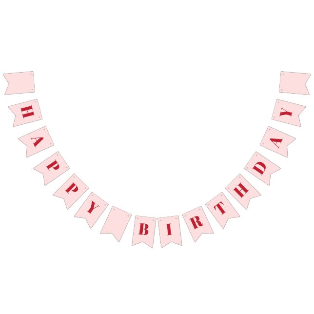 Banderines Girly Happy Birthday Rubor Pink Red Birday (Todo)