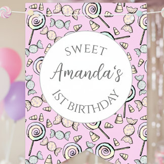 Banderines Girly Sweet Little One Candy Kids Cumpleaños