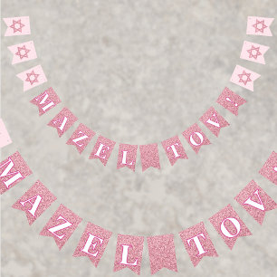 Banderines Glam Pink Sparkle Chica Mazel Tov Bat Mitzvah
