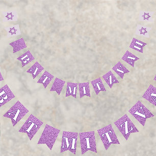 Banderines Glam Purple Sparkle Chica Moda Elegante Bat Mitzva