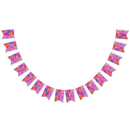 Banderines Glitter Rosa Arcoíris Feliz Cumpleaños