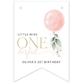 Banderines Globo rosa, eucalipto, vegetación, primer cumpleañ