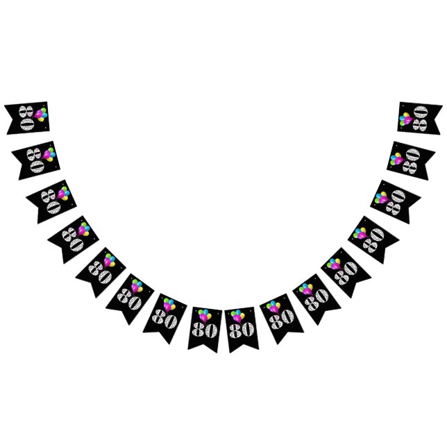 Banderines Globos de la fiesta de cumpleaños 80 (Todo)