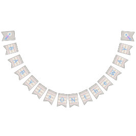 Banderines Gracia azul del bebé y Baby Shower rayado rosado