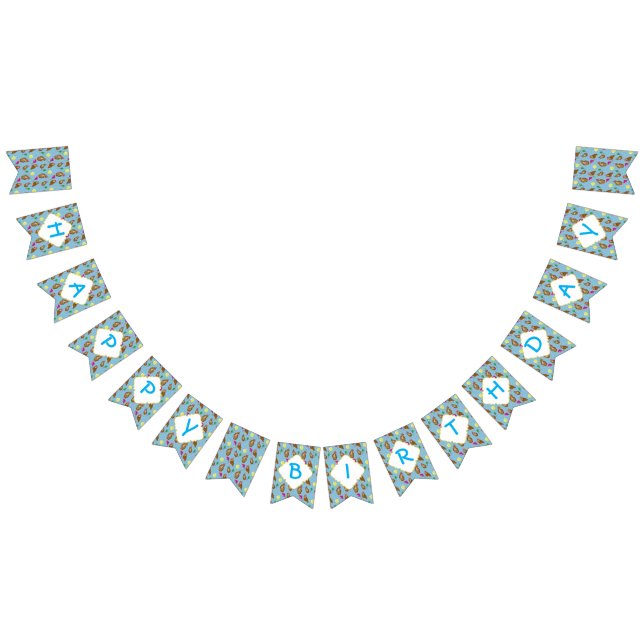 Banderines Gracioso Lechuza Azul Cuta Segundo Fiesta de Cumpl (Todo)