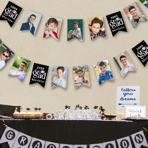 Banderines Graduación 12 Fotos Nombre del año de grado negrit