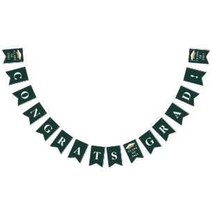 Banderines Graduación 2025 Blanco Verde Grad