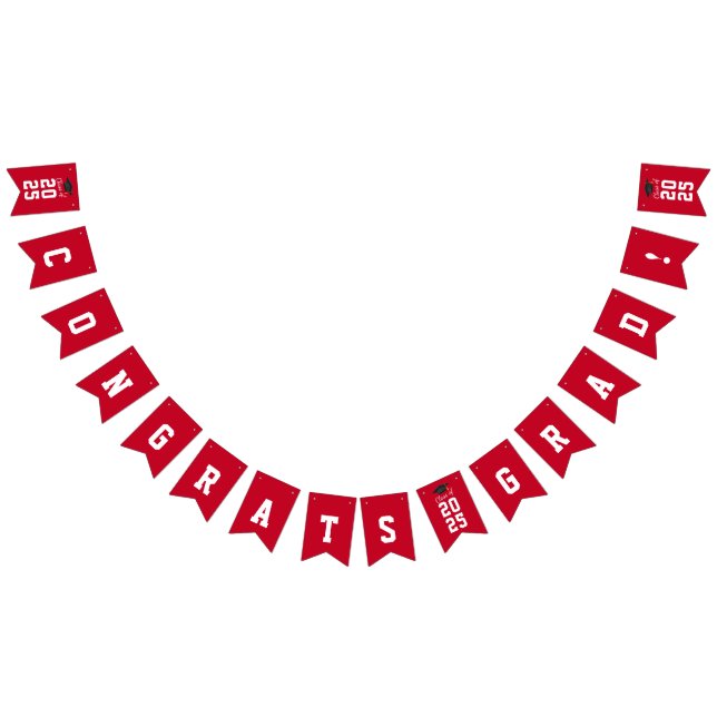 Banderines Graduación 2025 Felicitaciones Grad Red White (Todo)