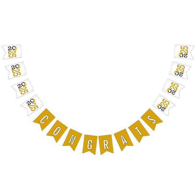 Banderines Graduación 2025 Oro y Negro (Todo)