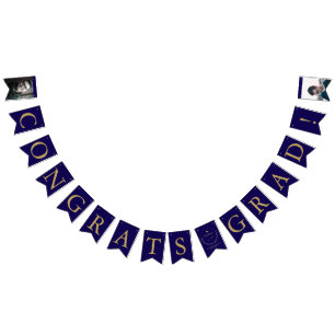 Banderines Graduación de foto de graduados de Blue Gold Felic