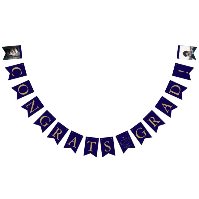 Banderines Graduación de foto de graduados de Blue Gold Felic (Todo)