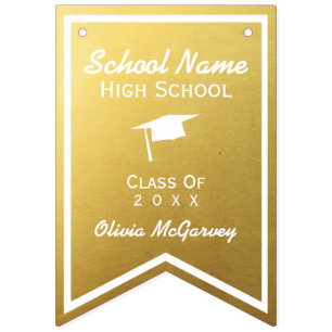 Banderines Graduación de Moda Gold Trendy Clase de Bunting 20