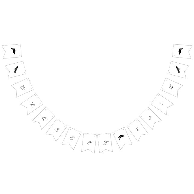 Banderines Graduación Simple De Personalizable Blanco Y Negro (Todo)
