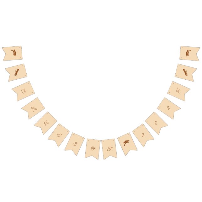 Banderines Graduación Simple De Personalizable Marrón Y Beige (Todo)