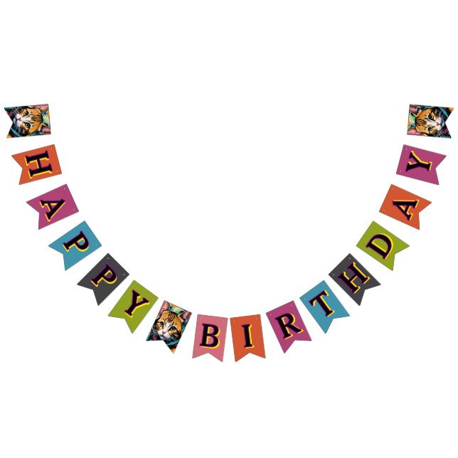 Banderines Graffiti Legend Street Cat Feliz cumpleaños (Todo)