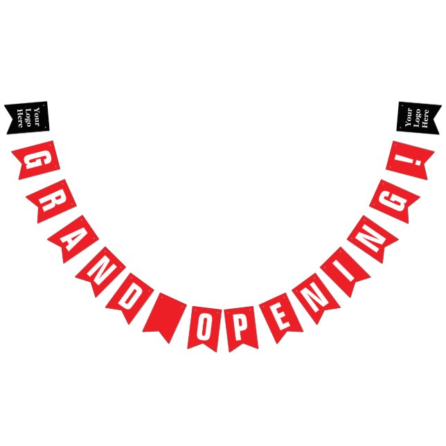 Banderines Grand Opening Bright Red and White Your Logo Here (Todo)