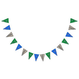 Banderines Green y Blue Bandanna Wood Pattern Cumpleaños