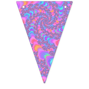 Banderines Groovy Colorido Fluorescente Trippy Espiral Fracta