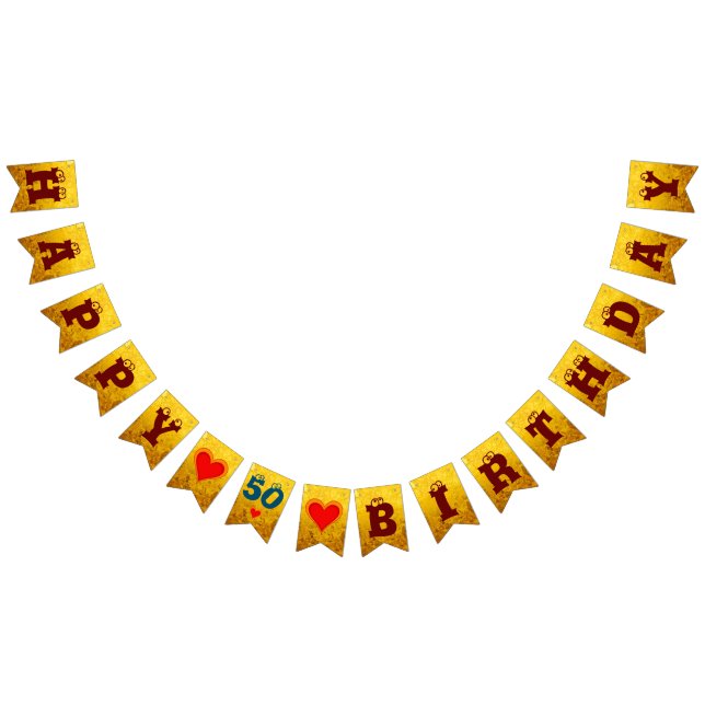 Banderines HABITUAL CORAZÓN DE CUMPLEAÑOS + tu edad 3 (Todo)