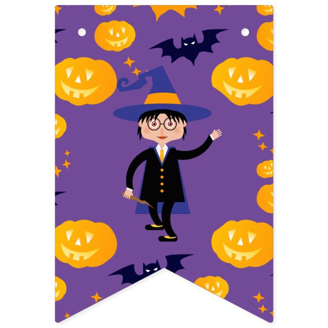 Banderines Halloween Costume Boy Wizard Fiesta de cumpleaños (Primera bandera)