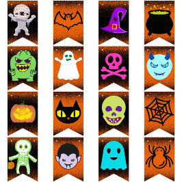 Banderines Halloween Feliz Fiesta Halloween  espeluznante div