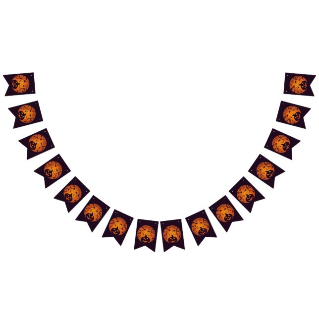 Banderines Halloween Jack o linterna cara de calabaza y araña (Todo)