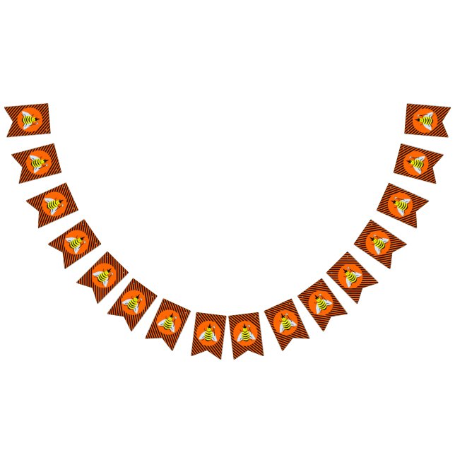 Banderines Halloween Magic Bee Witch Naranja y Black Stripes (Todo)