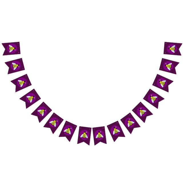 Banderines Halloween Magic Bee Wizard Purple and Black Stripe (Todo)