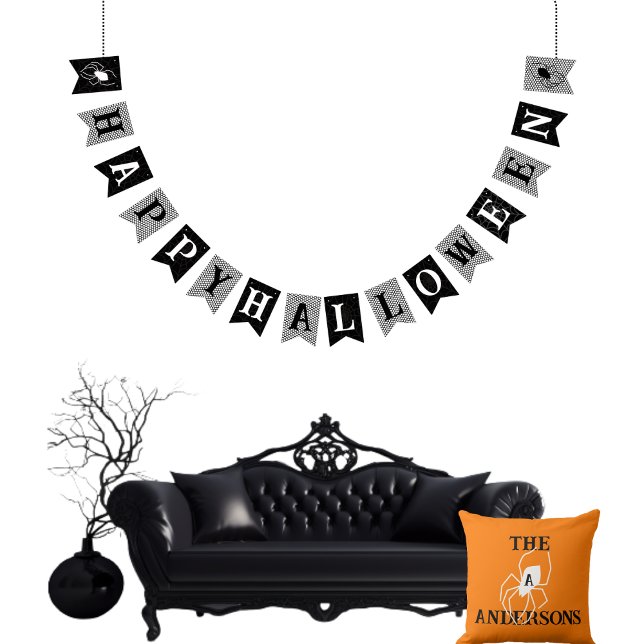 Banderines Halloween personalizado para nombre familiar negro (Subido por el creador)