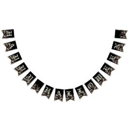 Banderines Halloween sobre la muerte negra bailando esqueleto