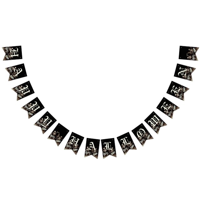 Banderines Halloween sobre la muerte negra bailando esqueleto (Todo)