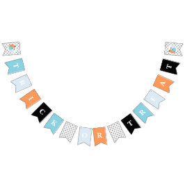 Banderines Halloween TRICK OR TREAT Calabazas y arañas azules