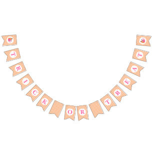 Banderines Halloween TRICK OR TREAT Pink Pumpkins and plaid