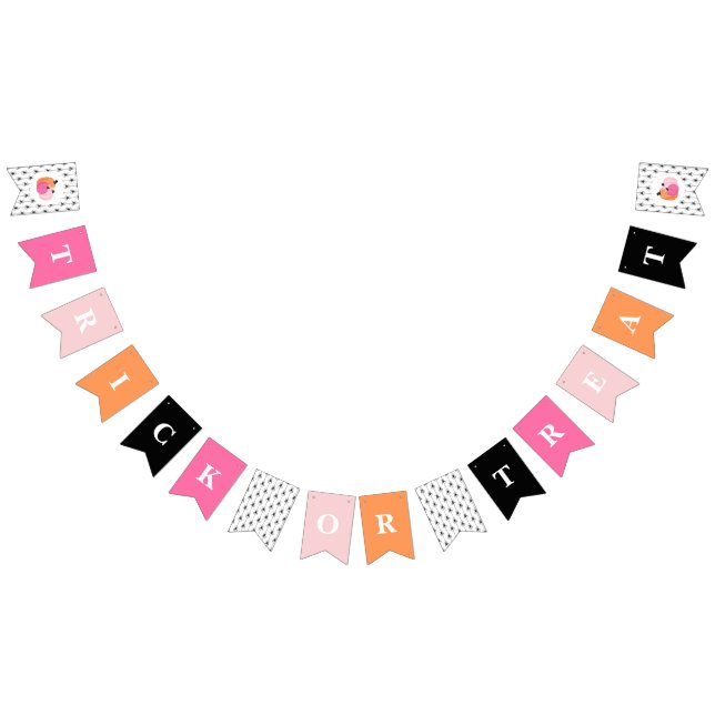 Banderines Halloween TRICK OR TREAT Pink Pumpkins and spits (Todo)