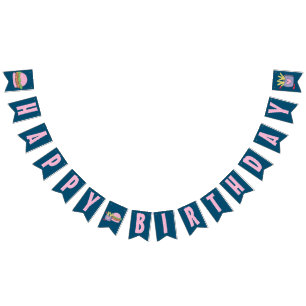 Banderines Hamburguesa rosa y frutos felices cumpleaños