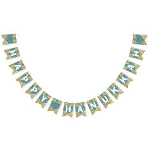 Banderines Hanukkah Swallowtail Banner Dreidel Swirls