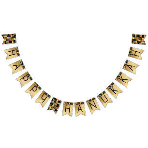 Banderines Hanukkah Swallowtail Banner Gold Tiles