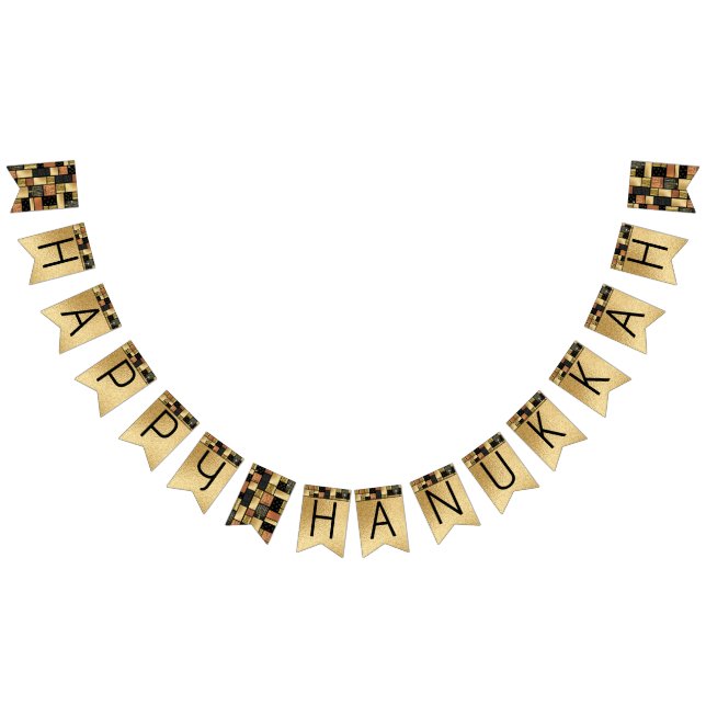 Banderines Hanukkah Swallowtail Banner Gold Tiles (Todo)