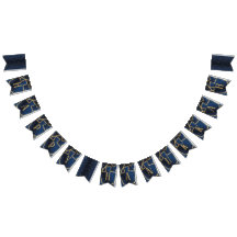 Hanukkah Swallowtail Banner Navy Gold Dreides