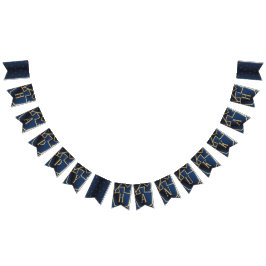 Banderines Hanukkah Swallowtail Banner Navy Gold Dreides