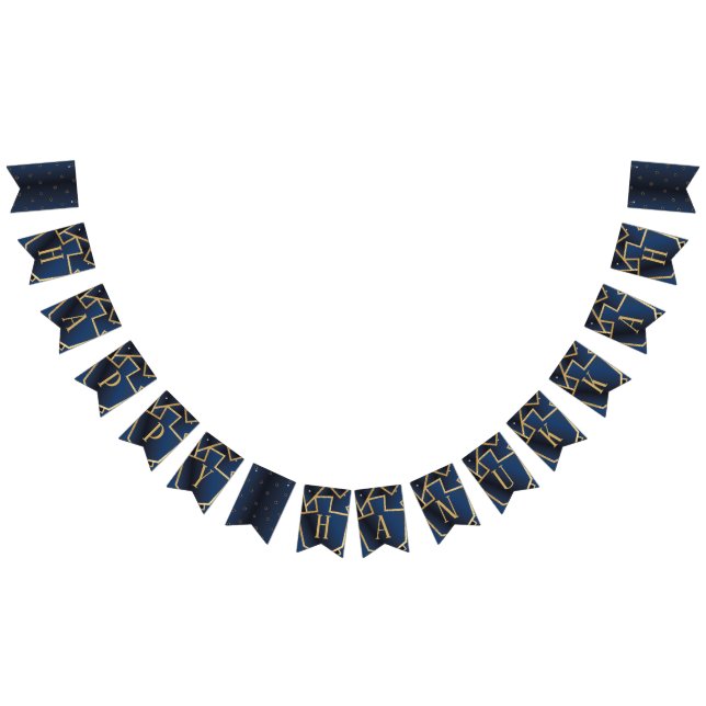 Banderines Hanukkah Swallowtail Banner Navy Gold Dreides (Todo)