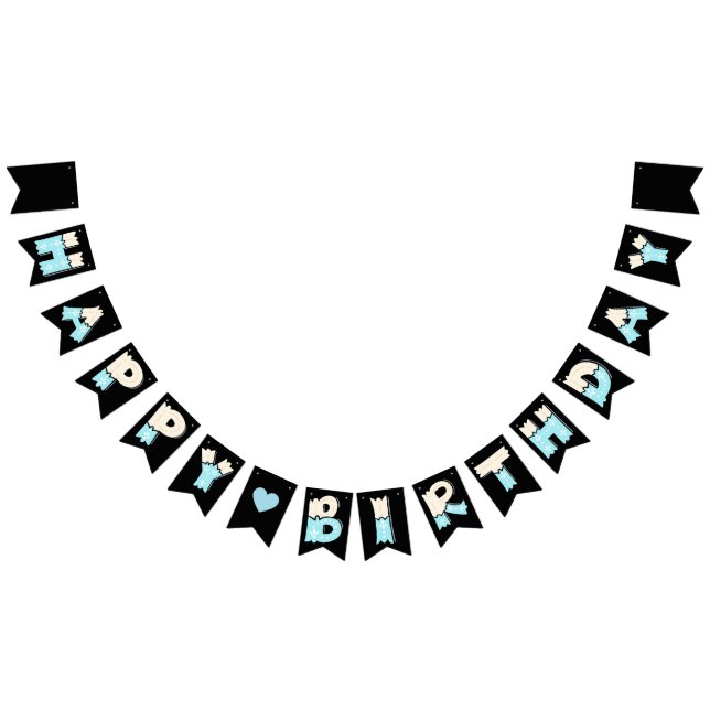 Banderines Happy Birthday azul Beige (Todo)