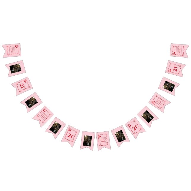 Banderines Happy Birthday Pink Cherry Photo Bunting Flags  (Todo)
