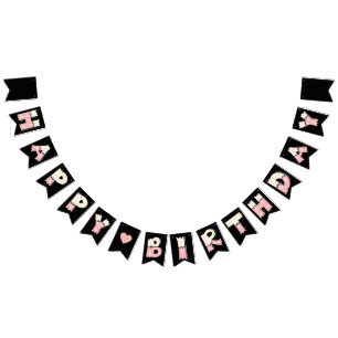 Banderines Happy Birthday rosas Beiges