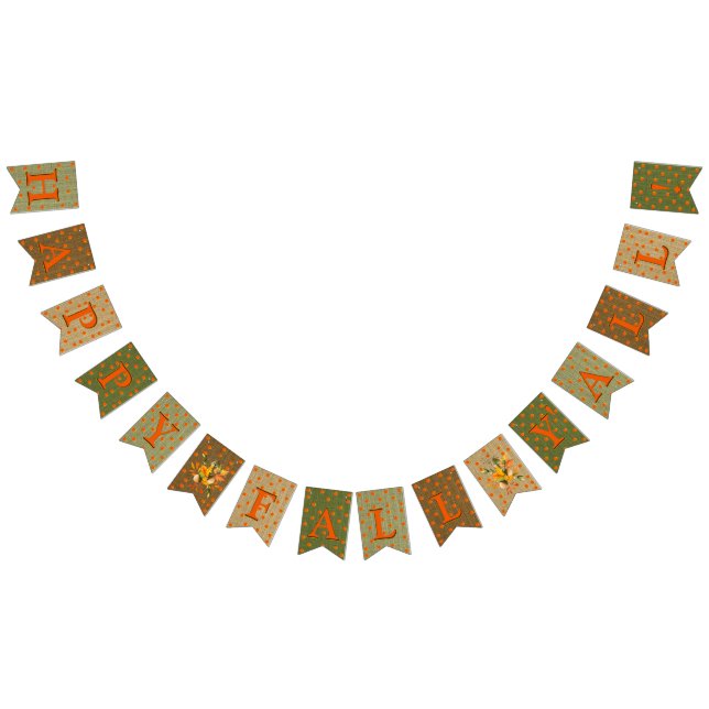 Banderines Happy Fall Y'All Burlap Naranja puntos amarillos (Todo)