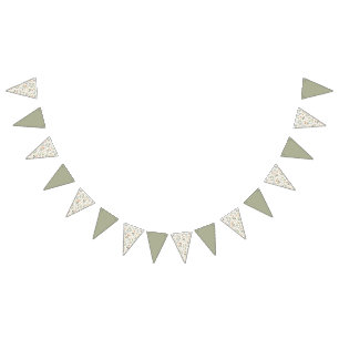 Banderines Hermosas flores silvestres neutras y suave verde s
