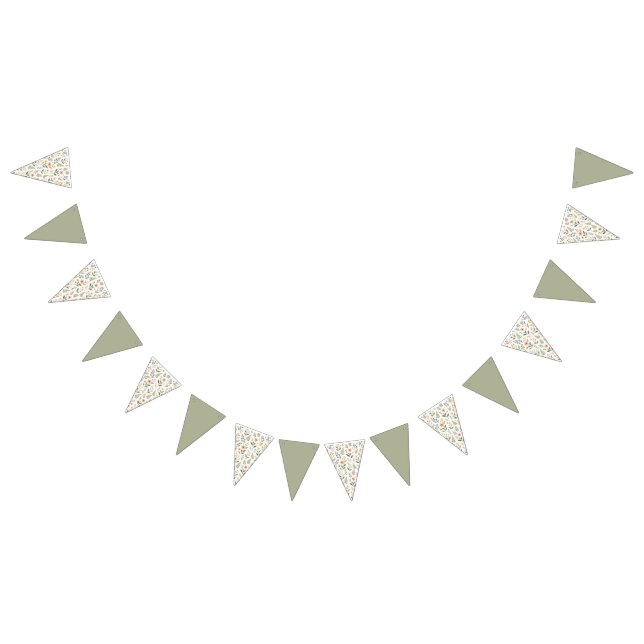 Banderines Hermosas flores silvestres neutras y suave verde s (Todo)